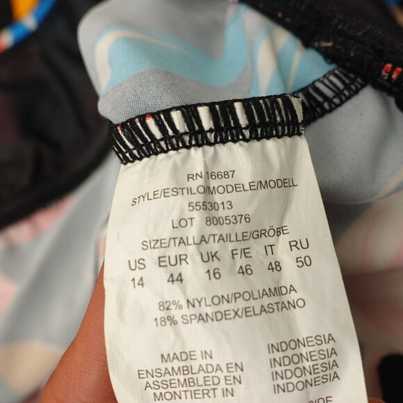 Black Floral Tankini Swim Top Large Layered V Neck Bold Hawaiian Boho Beach - Picture 7 of 8